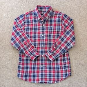 Vineyard Vines Red, Navy & White Plaid Whale Shirt